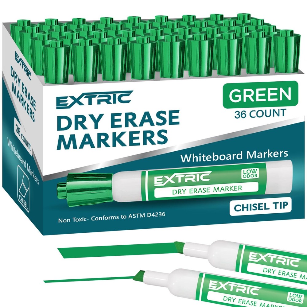 Green Dry Erase Markers Chisel Tip, 36 Count Whiteboard Markers, Chisel Tip D...