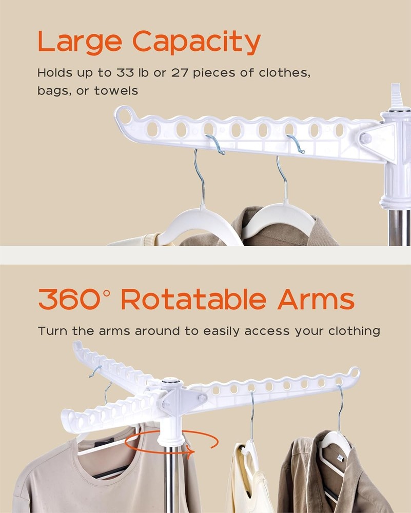 Clothes Drying Rack Foldable, 59 inch Tripod Laundry Drying Rack Indoor with Rot