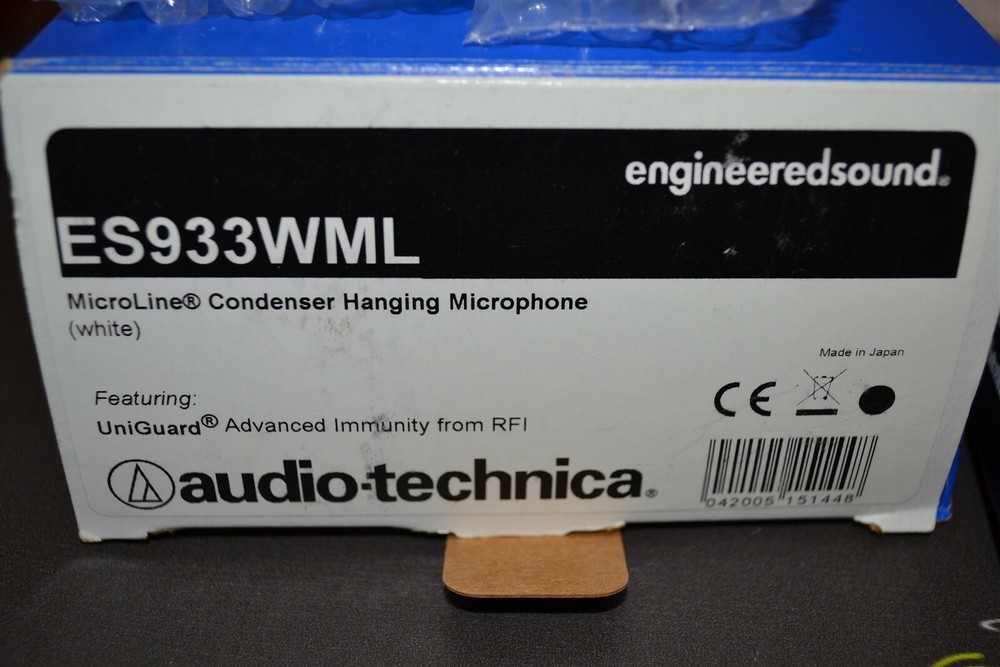 Audio-Technica Es933Wml White version ES933ML Microline Condenser Hanging Mic