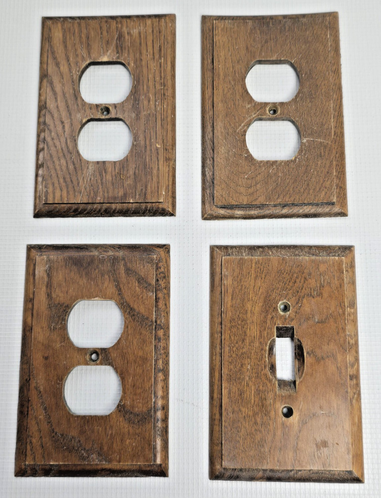 Antique Wooden Plates - Outlet Covers Rectangular Rustic Cabin 1 Switch 3 Outlet