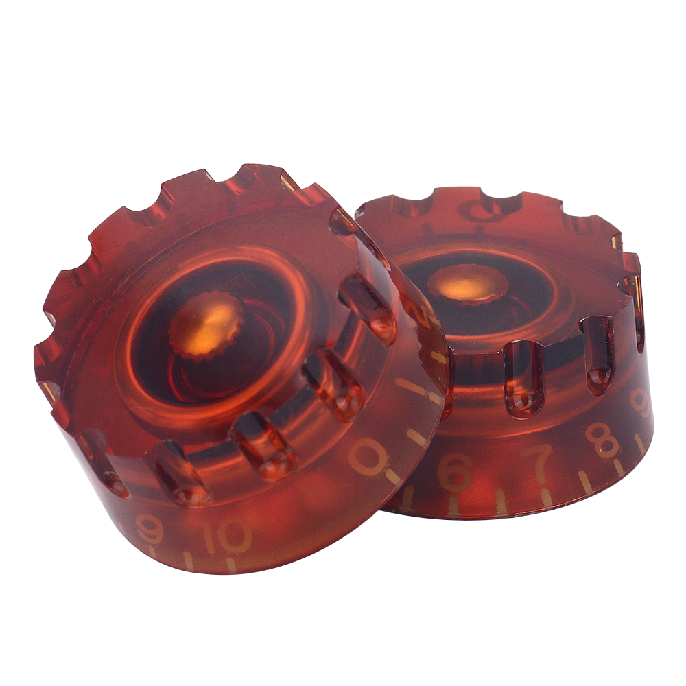 4Pcs Amber Knurled Guitar Knobs Volume Tone Speed Control Knobs for guitar bass