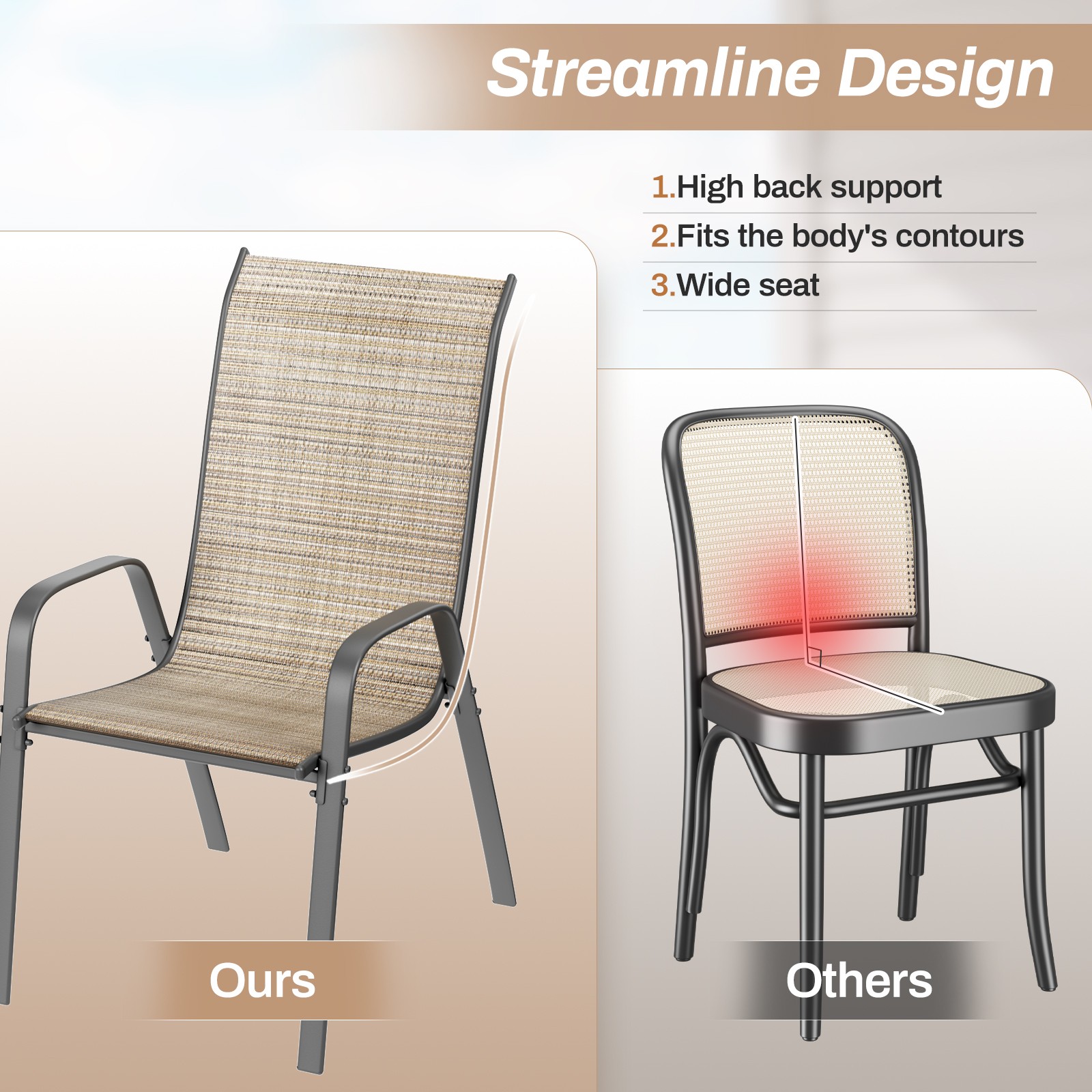 Patio Dining Chairs Set of 6 Outdoor Patio Furniture Dining Chairs for Garden