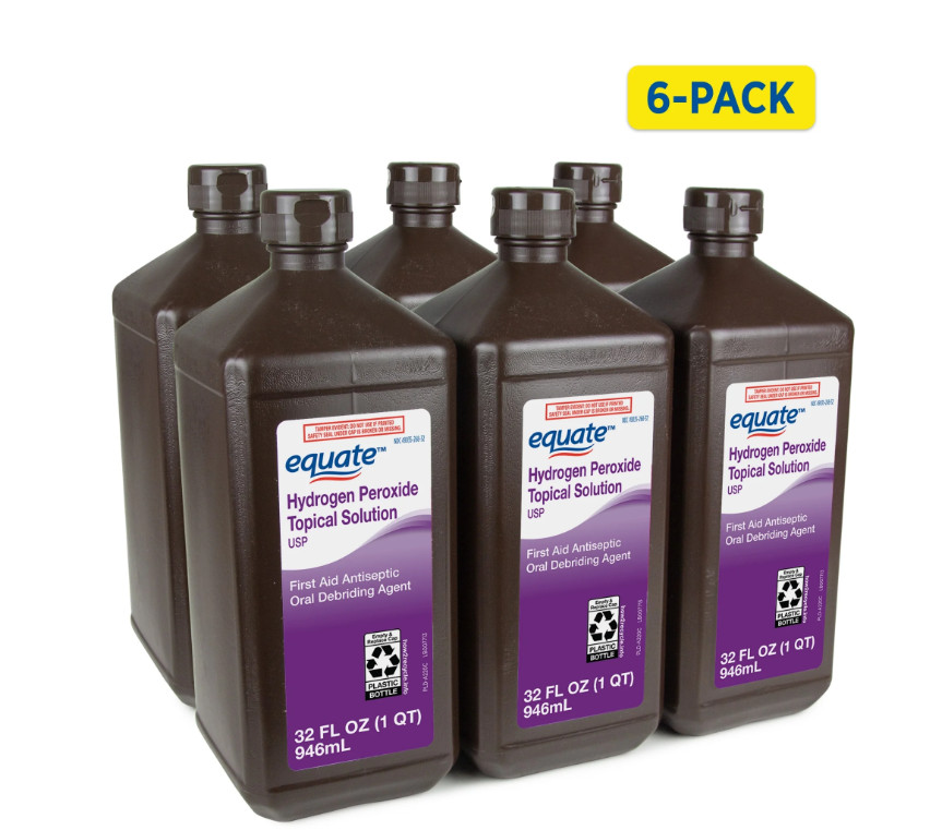 Equate 3% Hydrogen Peroxide Liquid Antiseptic, 6 Pack, (6 x 32 fl oz)