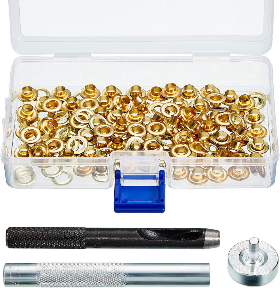100 Sets Grommet Eyelets Tool Kit, Grommet Setting Tool and Eyelets with Setting