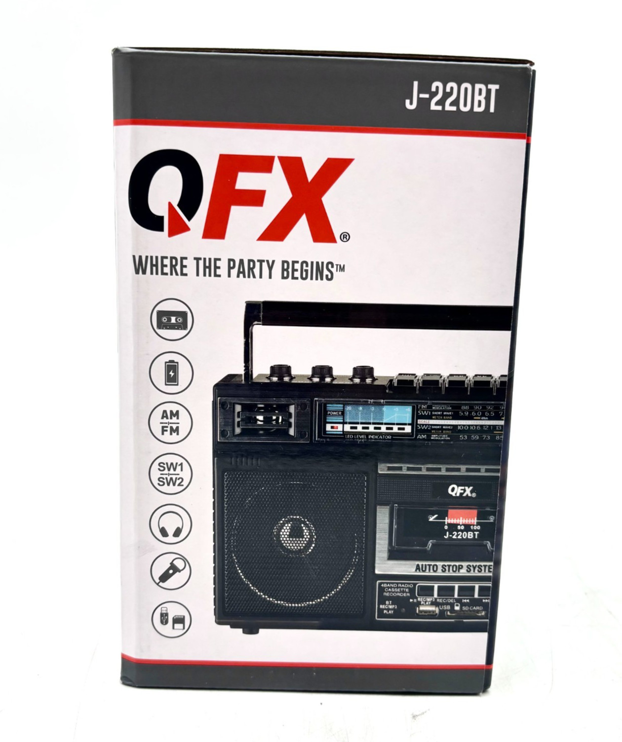 QFX J220BT Bluetooth Radio/Cassette to MP3 Converter Boombox
