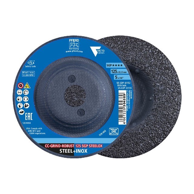 PFERD 61153 - Grinding disc, CC-GRIND-ROBUST, 5" x 7/8, SGP STEELOX VICTOGRAIN