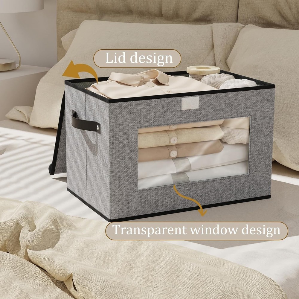 Space-Saving Linen Closet Bins - Stackable, Foldable, & Stylish Gray Storage