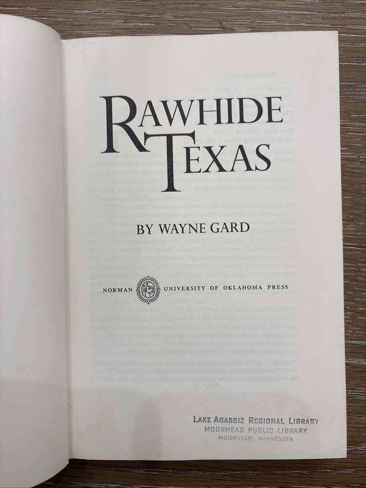 Rawhide Texas (1st Ed) by Wayne Gard Ex-Library C5