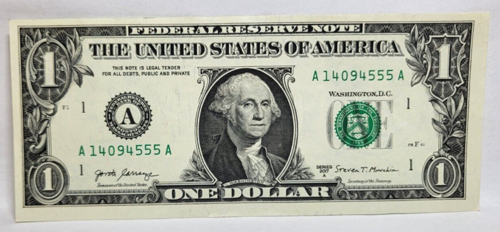 Two One $1 Dollar Bill Error Misaligned Front Thin Left Margins