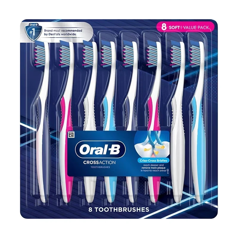 Oral-B CrossAction Manual Toothbrushes Soft Bristles for Deep Clean, 8 Pack