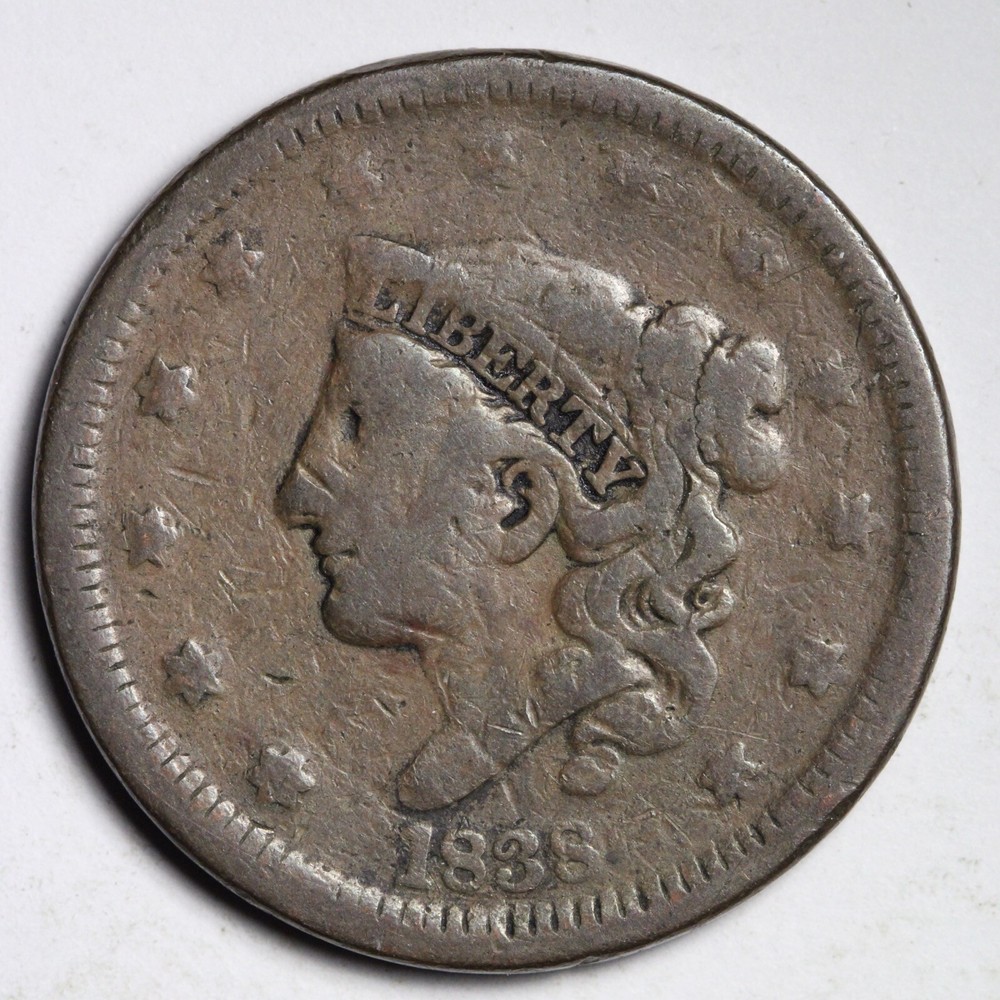 1838 Coronet Head Large Cent CHOICE E214 WNN