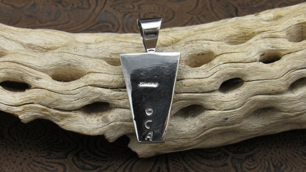*White Magnesite Lab Created Opal Sterling Silver Geometric Shaped Pendant+