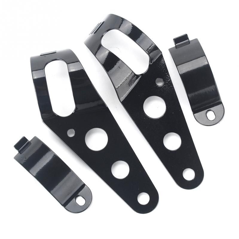 2x Black Headlight Mount Bracket Fork Ear Universal For Chopper Bobber 28mm-34mm