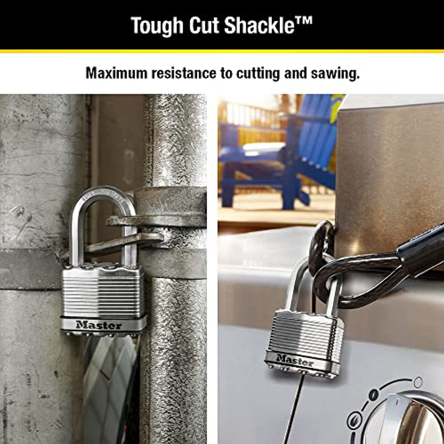 Master Lock M5XTRILF Magnum Heavy Duty Outdoor Padlock with Key, 3 Pack