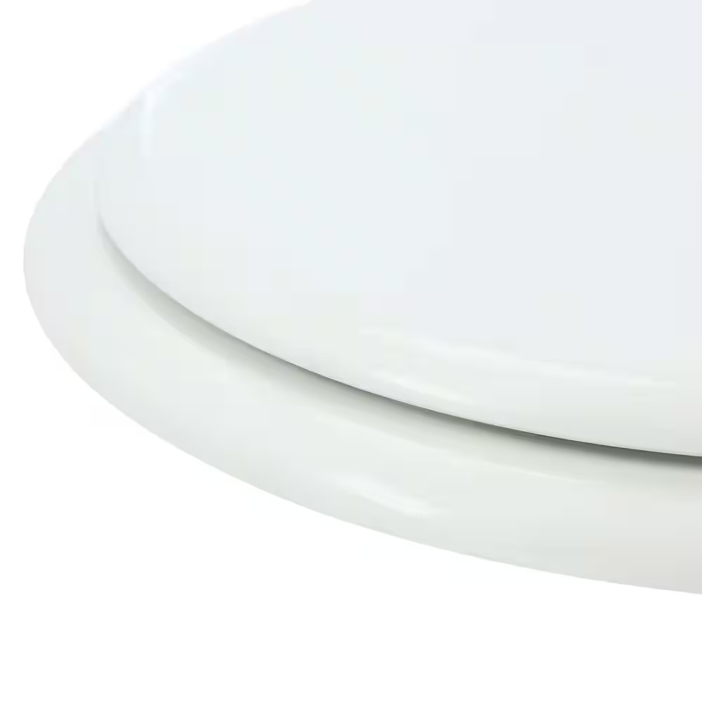 Round Enameled Wood Toilet Seat in White
