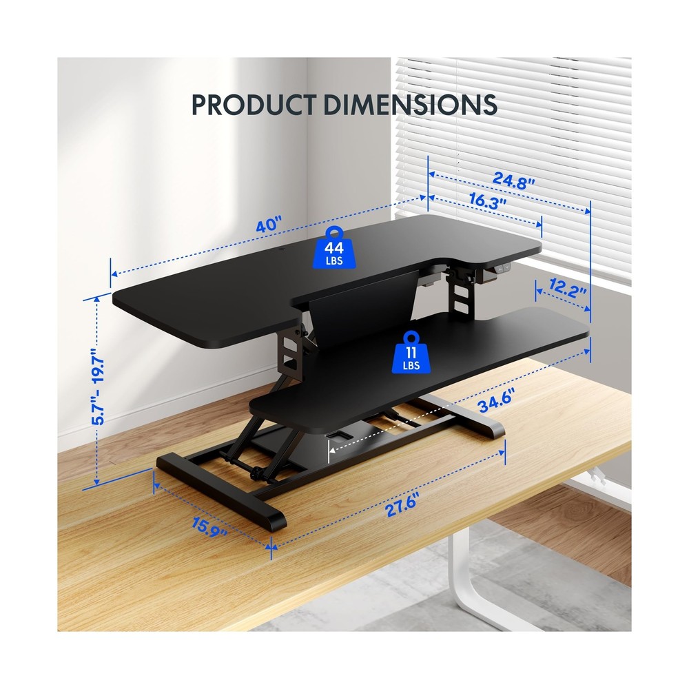 FLEXISPOT 40" Electric Standing Desk Converter, Height Adjustable Riser, Sit ...