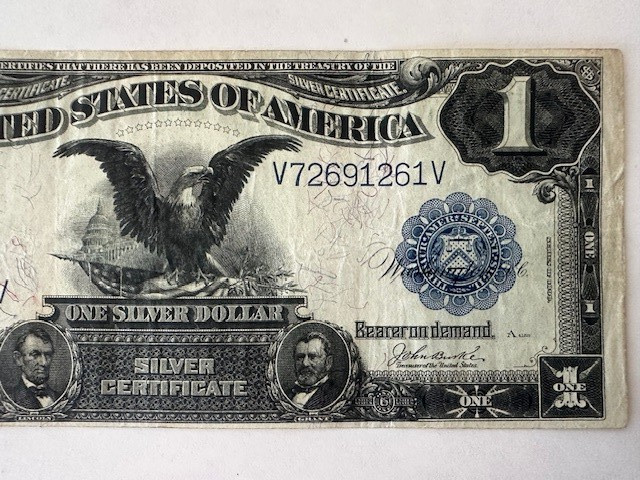 1899 $1 black eagle silver certificate Teehee Burke