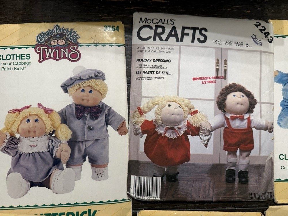 Lot Of 9 Cabbage Patch Doll Sewing Patterns/ Mixed Lot