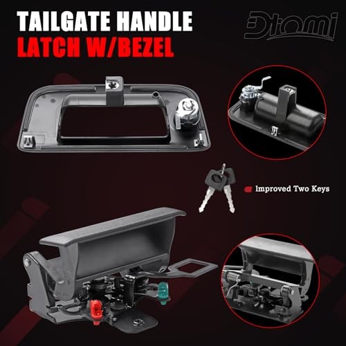 Tailgate Handle, Rear Locking Tailgate Latch Handle Compatible with GMC Black