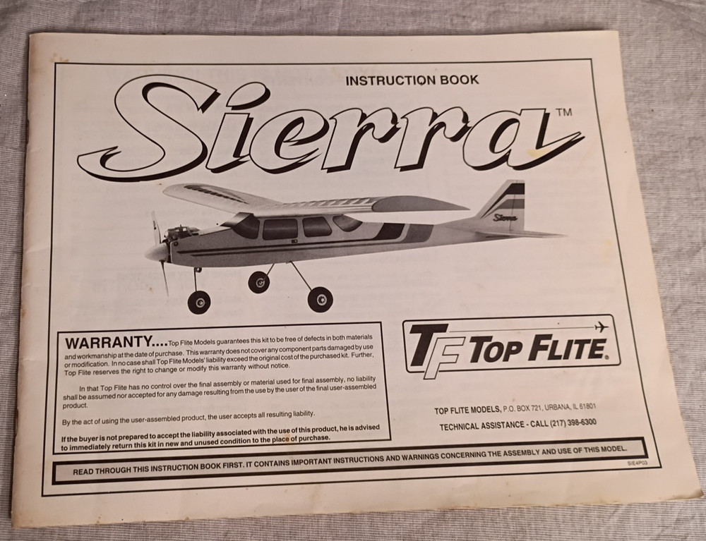 Top Flite Sierra Instruction Book