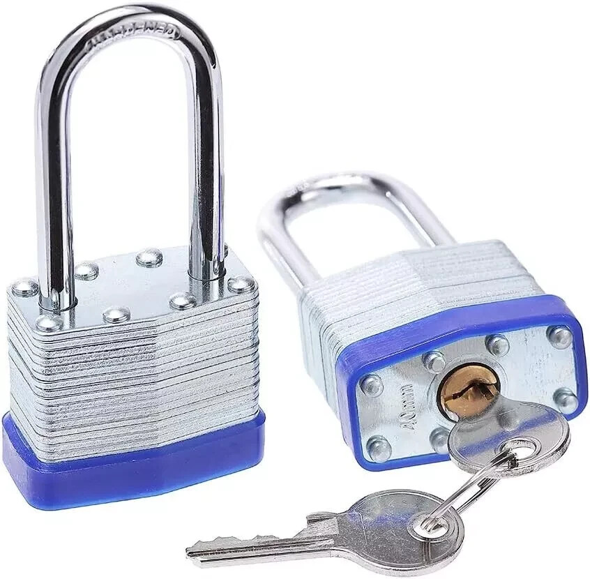 4 Pack Outdoor Padlocks with Keys Long Shackle Keyed Alike Padlocks for Gate