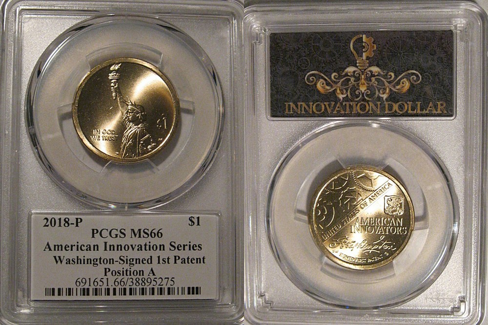 2018 P Innovation Dollar Washington Signed 1st Patent $1 PCGS MS66 Position A