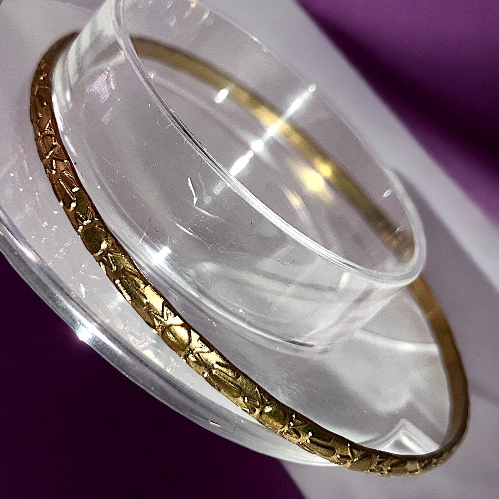 Textured Pattern Gold-Tone Thin 2.75" Bangle Bracelet!