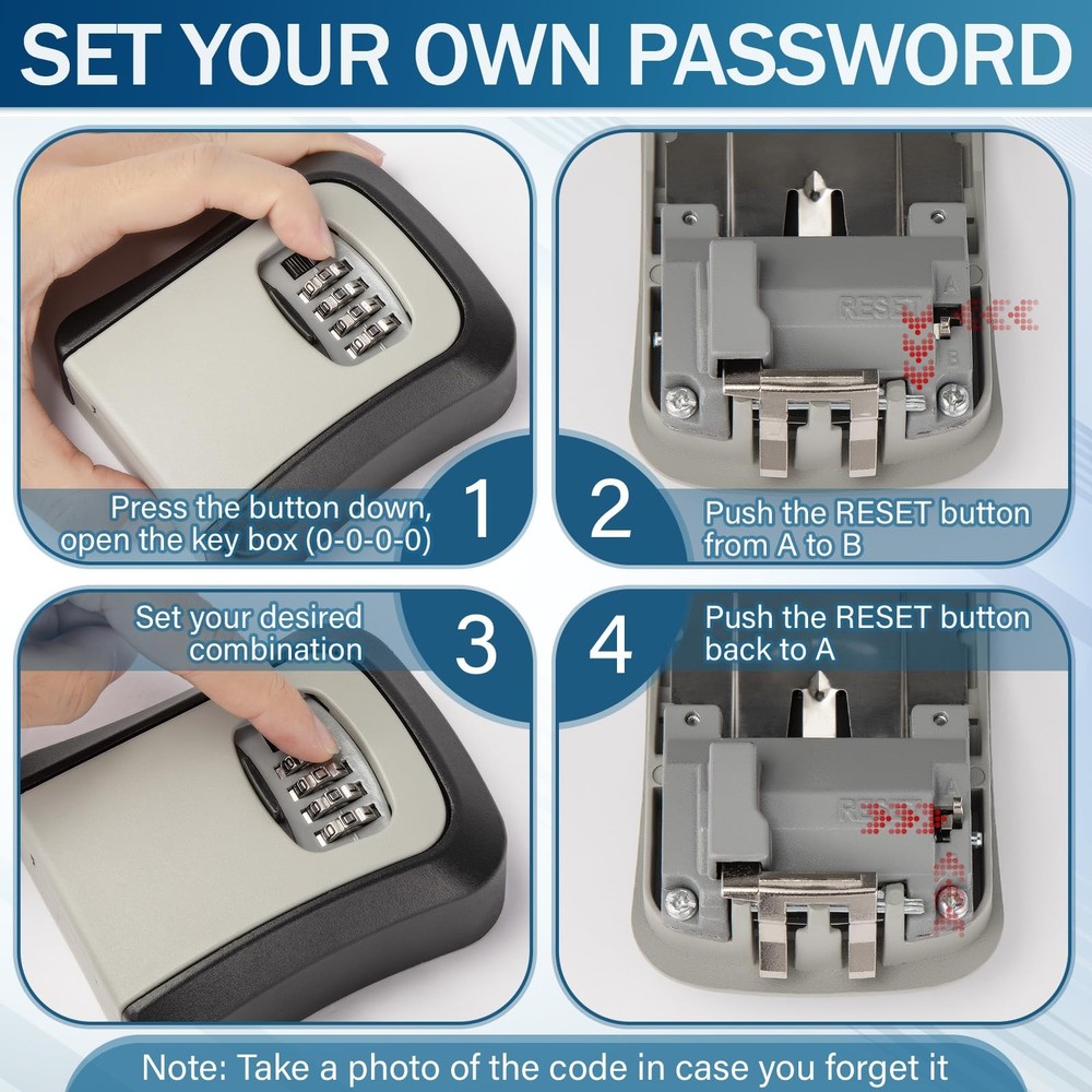 Key Lock Box, Lock Box for Keys with Code, Wall Mount Lockbox for Keys Outdoo...