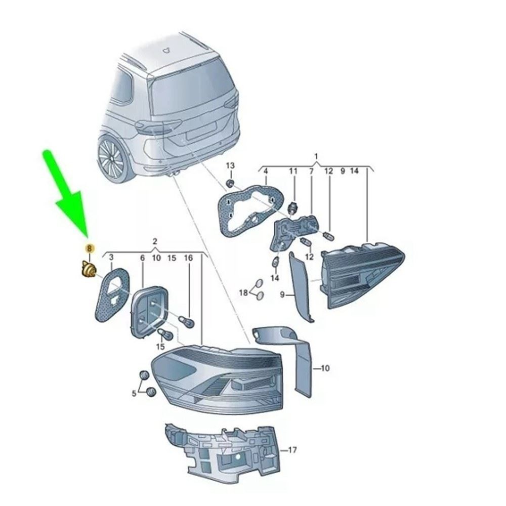Rear Outer Tail Light Fuse Elements for Teramont 5TA945300 5TA