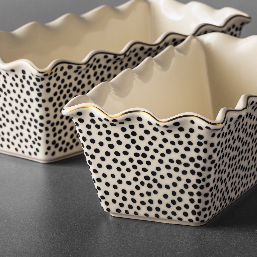 9" Ceramic Loaf Dish 2-Piece Set Dot