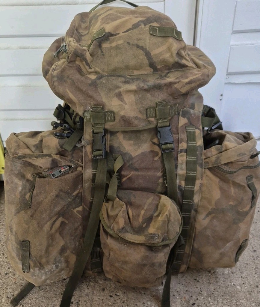 GENUINE BRITISH ARMY BERGEN RUCKSACK DPM LONG BACK 120L SIDE POUCHES + YOKE