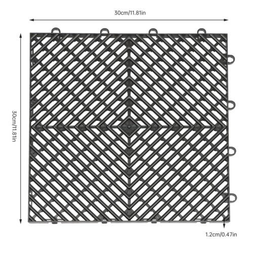 Black Square Interlocking Deck Tile 55 PCS Garage Floor Anti-Slip Deck Tiles