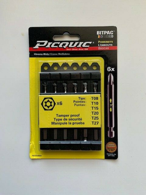 PICQUIC BITPAC - TORX Security - 3" Powerbit Sets - for Machinists, Mechanics