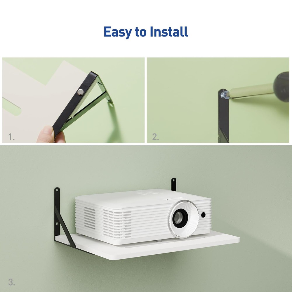 Black White Small Mini Projector Shelf for Wall, Cable Box/Router Shelf,Float