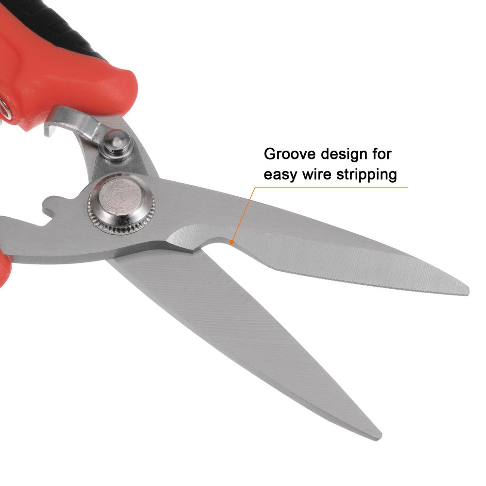 8 Inch Industrial Scissors Shears with Black Red Handle