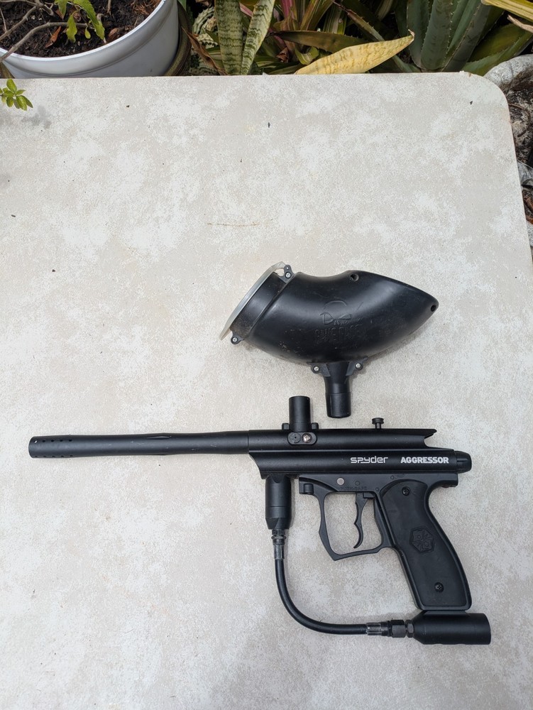 Spyder Aggressor Paintball Marker Package with Viewloader Hopper Black