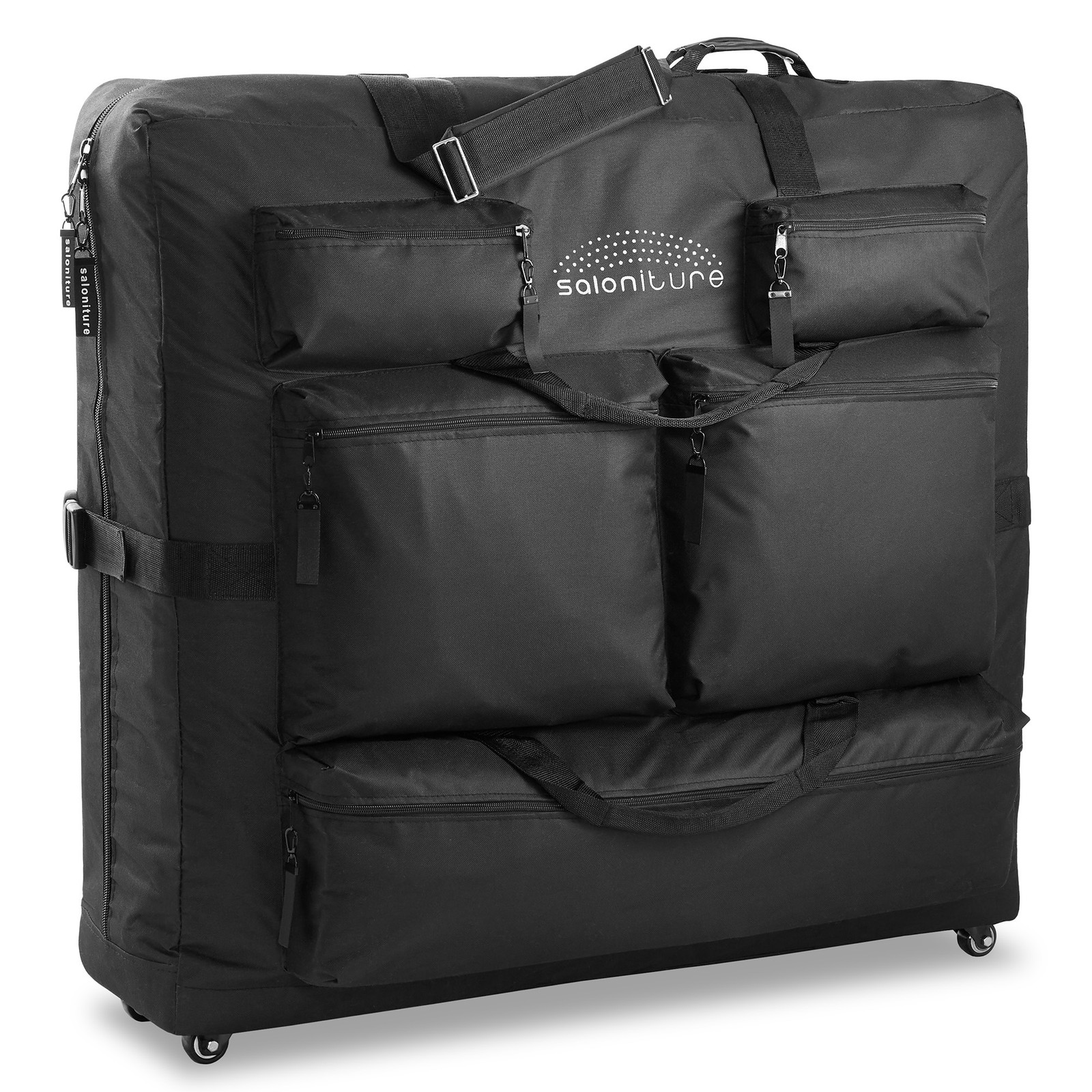 Portable Massage Table Carry Case, Carrying Bag with Wheels and Storage Pockets