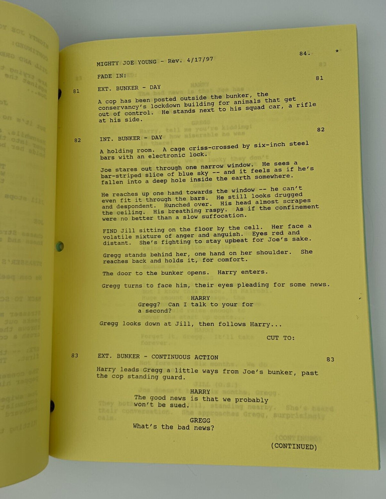 Mighty Joe Young Original Script with multiple revision page colors