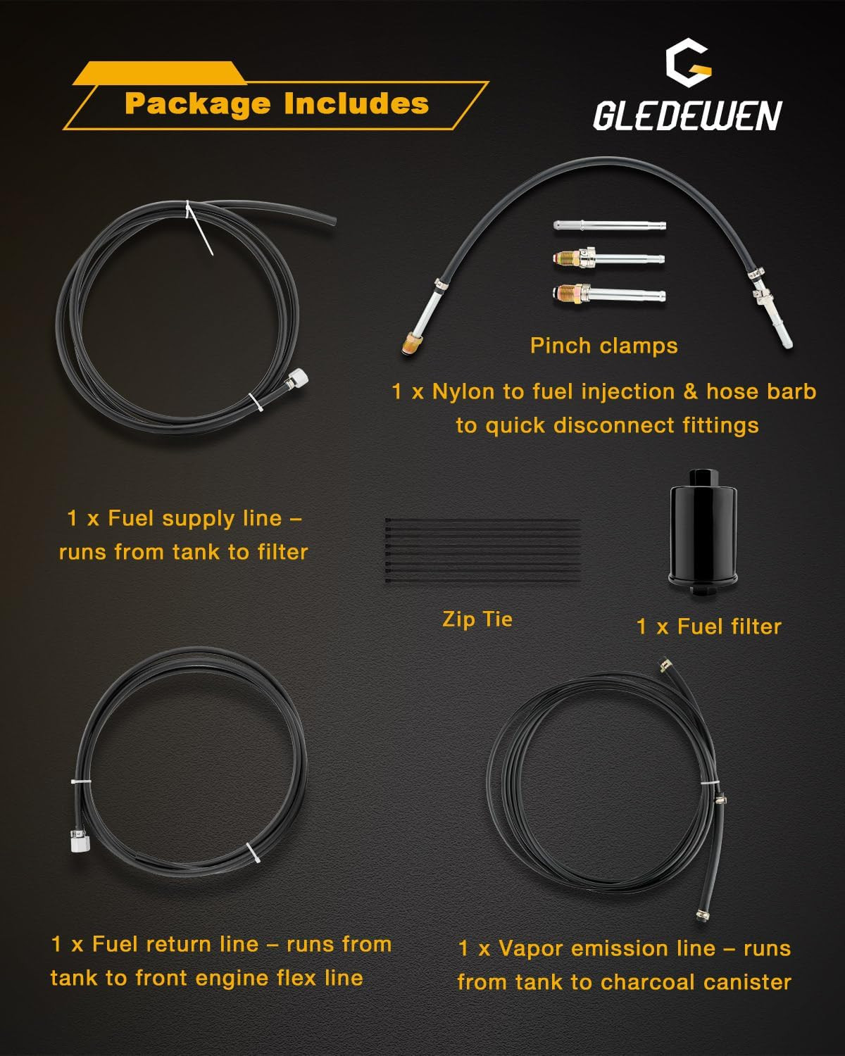Fuel Line Kit Complete Nylon for 1988-1997 GM Chevy C1500 C2500 C3500 Trucks