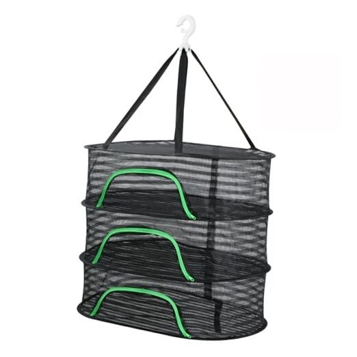 Hanging Drying Rack, Foldable Mesh Drying Net 3 Layers Hanging Dry Basket with