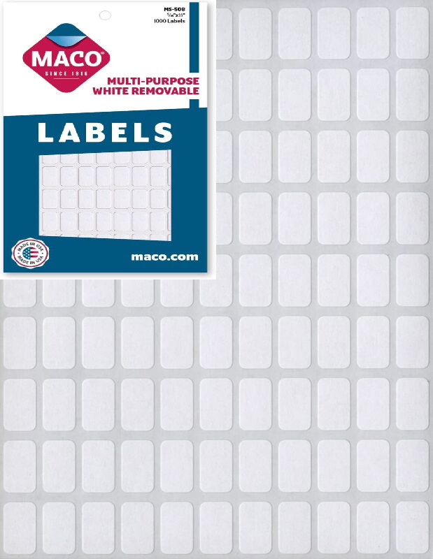 MACO White Rectangular Multi-Purpose Labels, 5/16 x 1/2 Inches, 1000 Per Box...