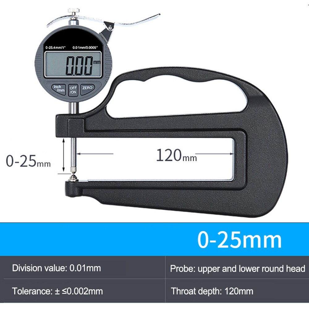 LCD Centimeter Micrometer Thickness Gauge Round Head Measuring Dial Indicator