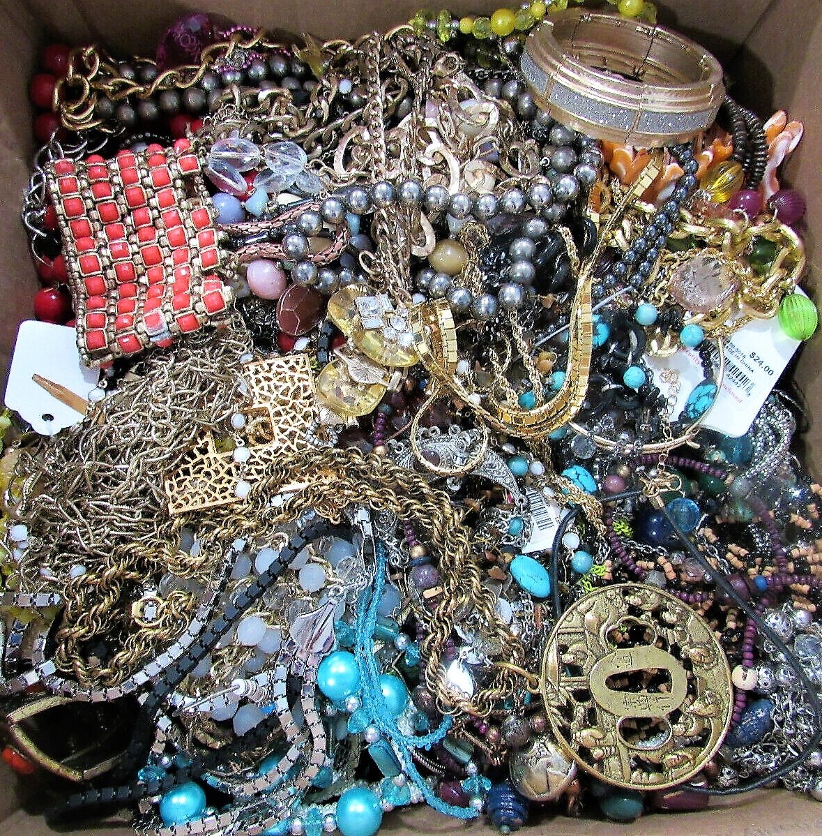 FREE SHIP! 3 Pound Unsorted Huge Lot Jewelry VTG Now Junk Art Craft Treasure Fun