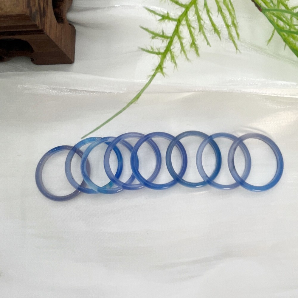2mm blue agate solid band ring , gemstone ring stacking ring