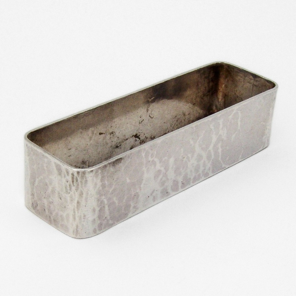 Arts And Crafts Rectangular Napkin Ring Hammered Sterling Silver