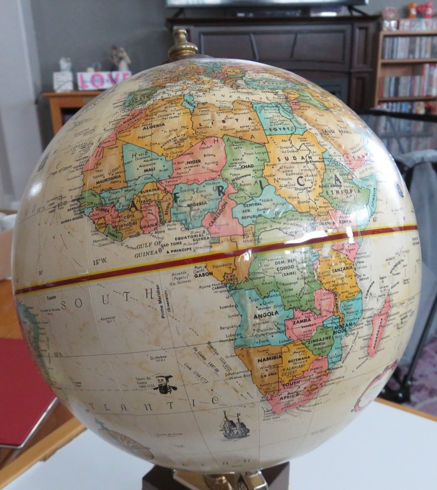 Replogle Wood Desk Globe - Thermometer, Barometer, & Hygrometer - Marked "Fedex"
