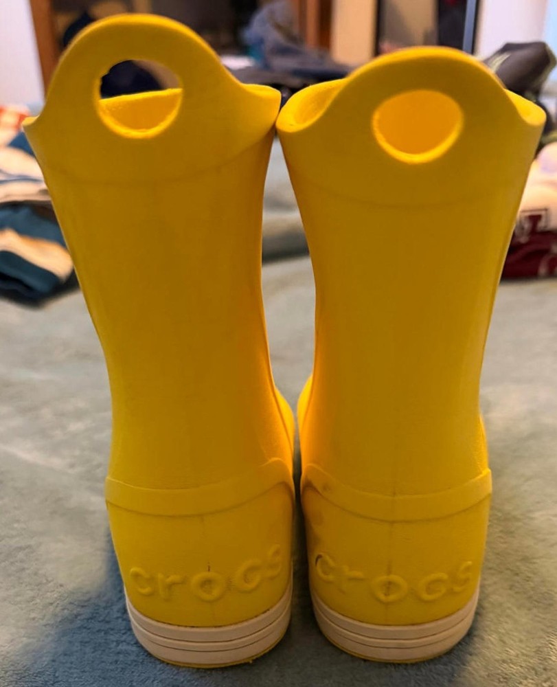 Yellow Crocs Rain Boots with Handle Loops