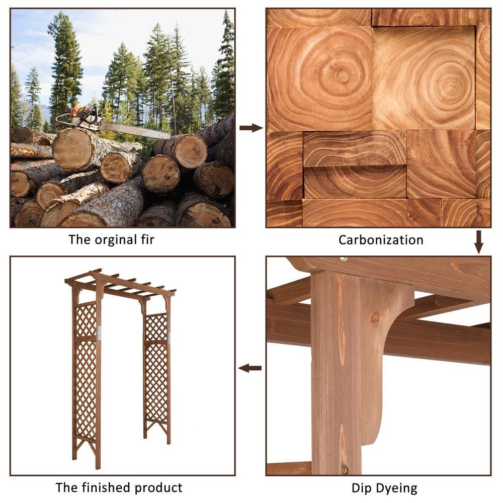 Arbor Over 7FT High Wooden Garden Arch Arbor Trellis Pergola Outdoor Patio Plant