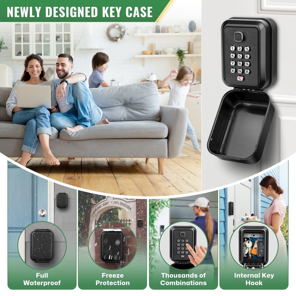 Lock Box for Keys with Code, Waterproof Key Boxs Wall Mount 12-Digit Keypad L...