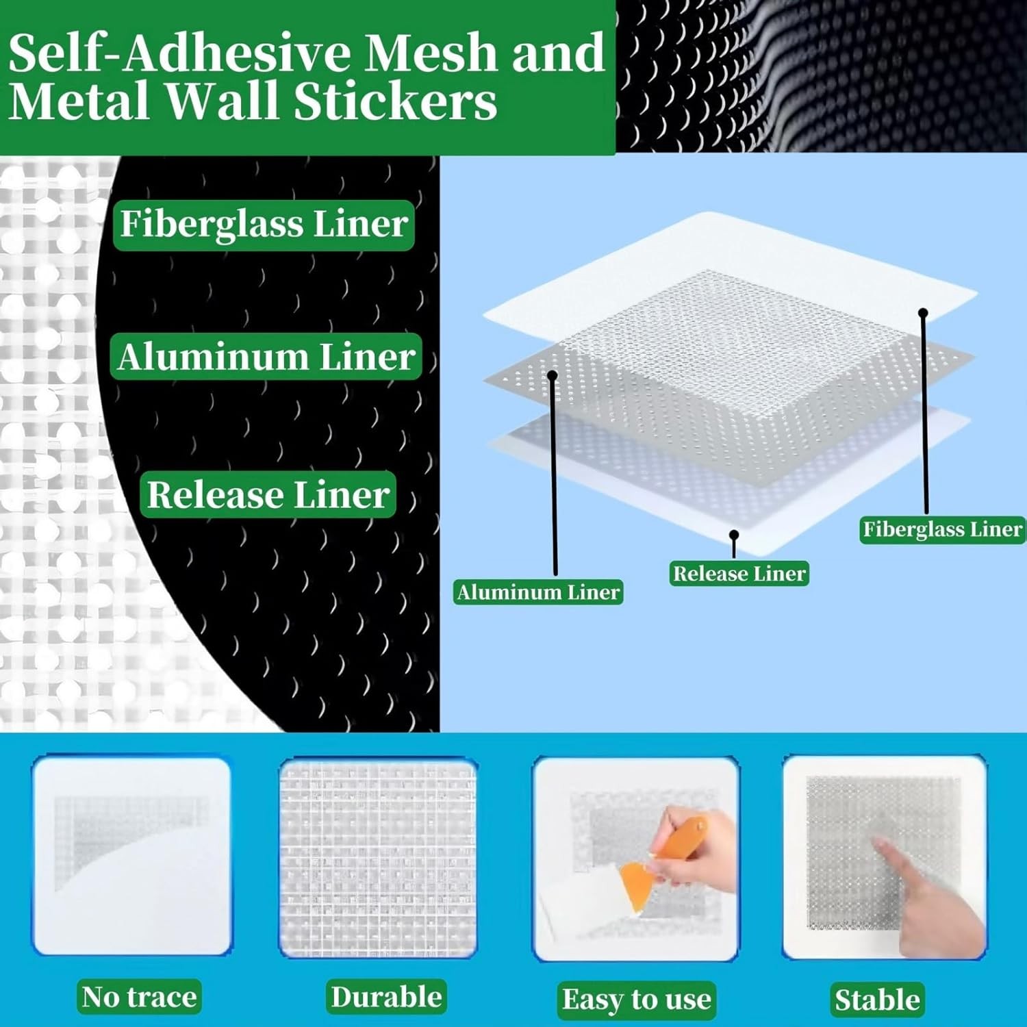 14 Pack Drywall Repair Kit, 4" Self-Adhesive Wall Patch with Tools